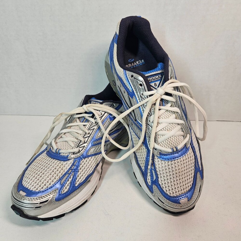 Brooks adrenaline running shoes Women 9.5 universal platform blue white athletic